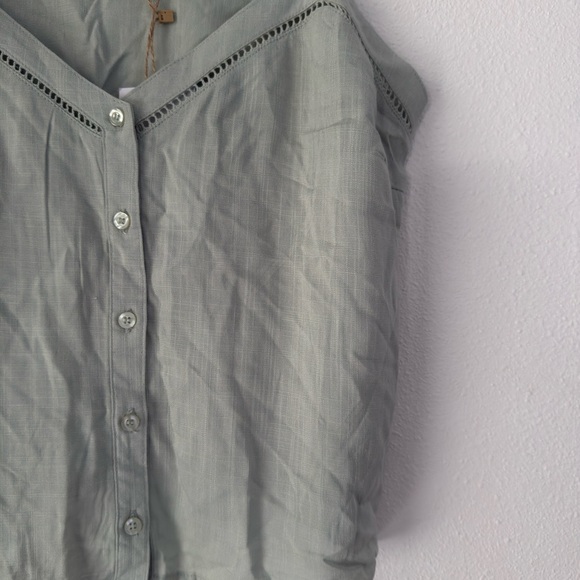 Becool Top Women Large Green V-Neck Sleeveless Spaghetti Strap Rayon - Picture 3 of 10